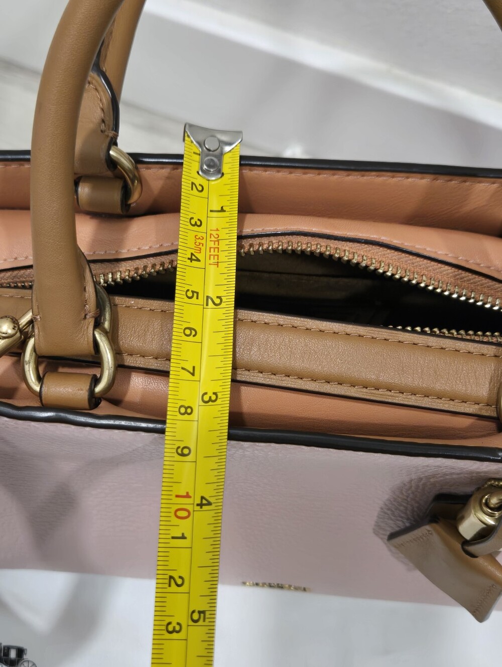 Coach Zoe Carryall 2 Way Pink and Tan Leather Satchel - Picture 13 of 13